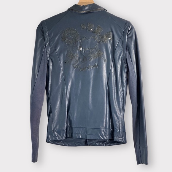 Desigual, Blue Leather Faux Jacket, Size 36 - Picture 4 of 15